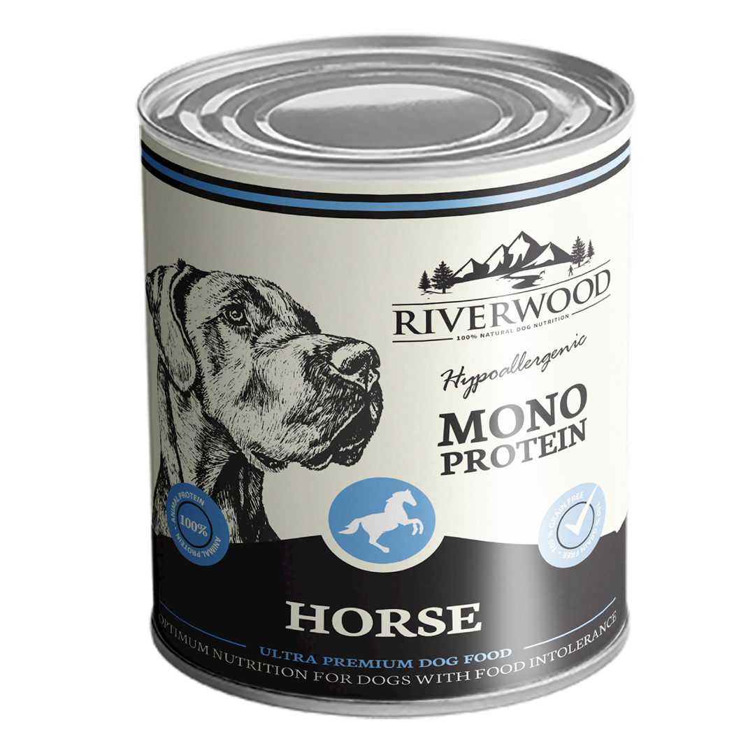 Riverwood natvoer mono proteine paard 400 gram 1 Blik