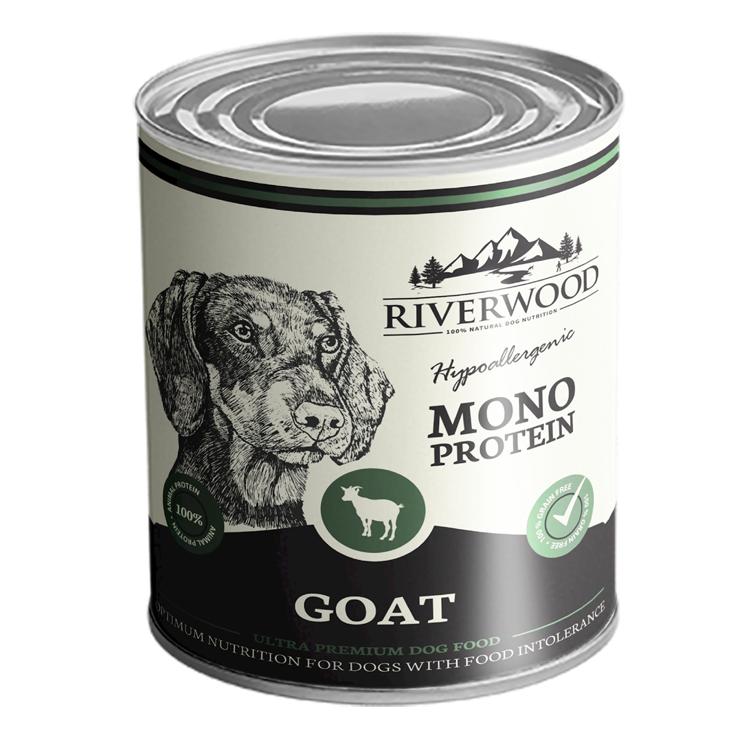 Riverwood natvoer mono proteine geit 400 gram Six-pack (5% korting)